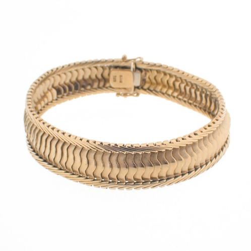 Vintage gouden brede armband | 20 cm (schakel armband), Sieraden, Tassen en Uiterlijk, Armbanden, Overige kleuren, Gebruikt, Goud