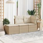 vidaXL 3-delige Loungeset met kussens poly rattan beige, 3 zitplaatsen, Nieuw, Loungeset, Verzenden