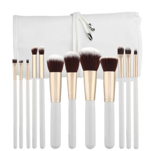 Luxe Make-up Brush Set Wit - 12 pcs, Sieraden, Tassen en Uiterlijk, Uiterlijk | Cosmetica en Make-up, Make-up, Nieuw, Ophalen of Verzenden