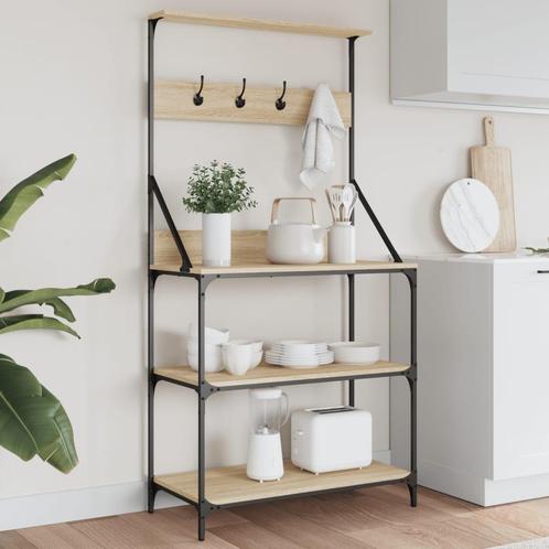 vidaXL Bakkersrek met haken 4-laags bewerkt hout sonoma, Huis en Inrichting, Keuken | Keukenbenodigdheden, Nieuw, Verzenden