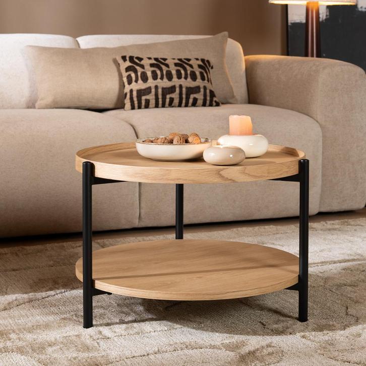 40% Korting: Salontafel Rio Ø58 cm blank eiken, Huis en Inrichting, Tafels | Salontafels, Zo goed als nieuw, Eikenhout, Rond, Ophalen