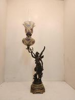 Sculpture with Oil lamp - Olielamp - Marmer, Brons, Zink,, Antiek en Kunst