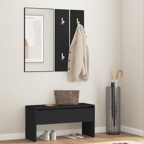 vidaXL Garderobe set bewerkt hout zwart, Huis en Inrichting, Banken | Voetenbanken en Poefen, Nieuw, Verzenden