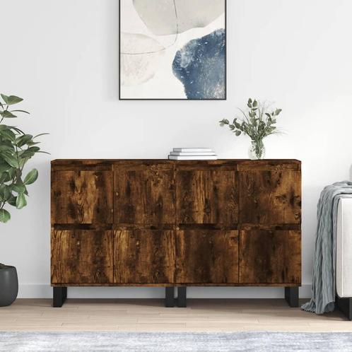 vidaXL Dressoirs 2 st bewerkt hout gerookt eikenkleurig, Huis en Inrichting, Kasten | Dressoirs, Nieuw, Overige houtsoorten, Verzenden