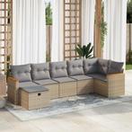 vidaXL 7-delige Loungeset met kussens poly rattan beige, Tuin en Terras, Nieuw, Loungeset, 7 zitplaatsen, Verzenden