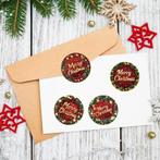 Sluitstickers kerstetiketten merry christmas hulstblad en, Ophalen of Verzenden, Nieuw