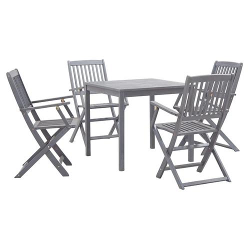 vidaXL 5-delige Tuinset massief acaciahout grijs, Tuin en Terras, Tuinsets en Loungesets, Tuinset, Nieuw, 5 zitplaatsen, Hardhout