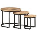 Mangohouten Bijzettafels 3-delig | Tweedekansje | Industr..., Huis en Inrichting, Tafels | Bijzettafels, Minder dan 45 cm, Minder dan 55 cm