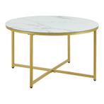 [en.casa] Salontafel Uppvidinge 45xØ80 cm marmer look wit en, Huis en Inrichting, Tafels | Salontafels, Verzenden, Nieuw