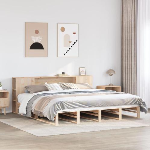 vidaXL Bed met boekenkast zonder matras massief hout 180x200, Huis en Inrichting, Slaapkamer | Bedden, 80 cm, 200 cm, Bruin, Eenpersoons