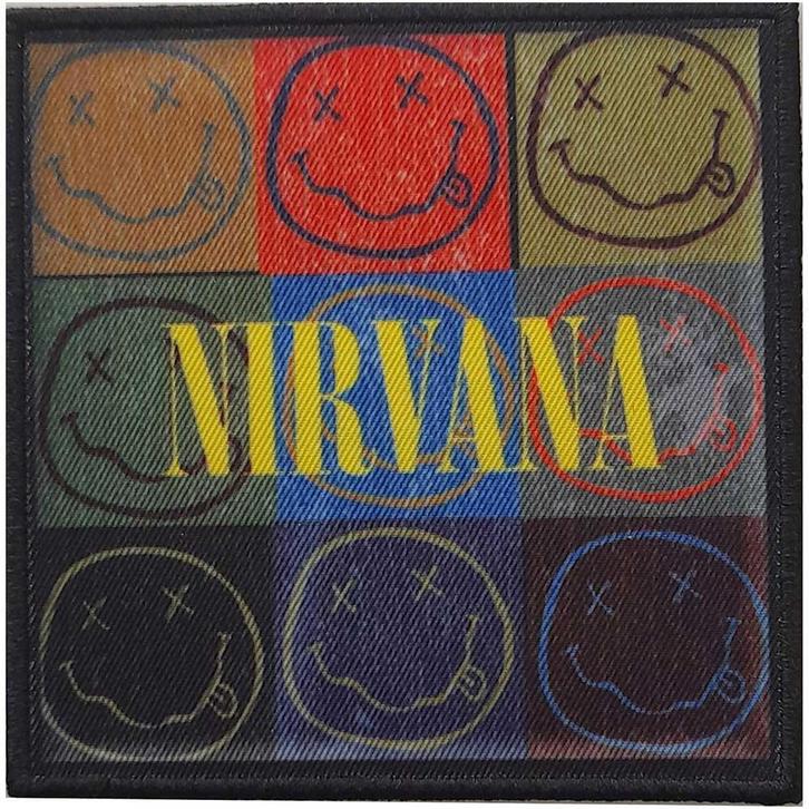 Nirvana Distressed Smiley Blocks patch officiële merchandise, Verzamelen, Muziek, Artiesten en Beroemdheden, Kleding, Nieuw, Ophalen of Verzenden