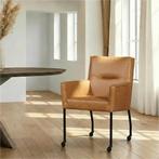 Leren eetkamerstoel Lucky - Vintage Cognac (cognac), Ophalen of Verzenden, Nieuw, Leer, Bohemian, Industrieel, Modern, Scandinavisch