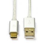 Apple oplaadkabel | USB C 3.1 | 2 meter (Nylon, Zilver), Computers en Software, Pc- en Netwerkkabels, Nieuw, Verzenden