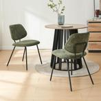 Eetkamerstoel Köma set van 6 donkergroen en zwart [en.casa], Huis en Inrichting, Stoelen, Verzenden, Nieuw