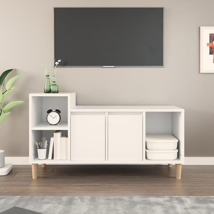 vidaXL Tv-meubel 100x35x55 cm bewerkt hout wit, Huis en Inrichting, Kasten | Televisiemeubels, 25 tot 50 cm, Nieuw, Overige houtsoorten
