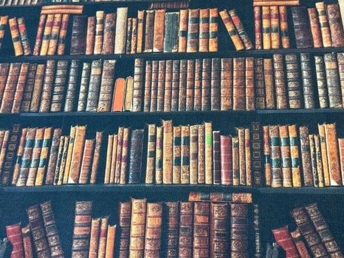 De geheime bibliotheek - Katoenen stof voor bekleding -, Antiek en Kunst, Antiek | Kleden en Textiel