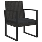 Loungestoel zwart polyrattan | retourdeal 71% korting, Huis en Inrichting, Tuinstoel, Minder dan 75 cm, Nieuw, Riet of Rotan
