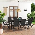 vidaXL 9-delige Tuinset zwart, Nieuw, 8 zitplaatsen, Tuinset, Verzenden