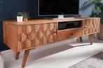 Massief TV-meubel MYSTIC LIVING 140cm natuurlijk acacia 3D, Huis en Inrichting, Kasten | Televisiemeubels, Ophalen of Verzenden