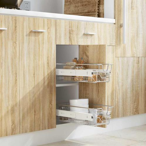 vidaXL Draadmanden uittrekbaar 2 st 300 mm zilverkleurig, Huis en Inrichting, Keuken | Keukenbenodigdheden, Nieuw, Verzenden