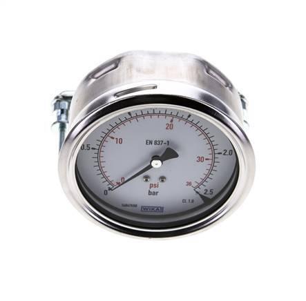 0...2.5 Bar (0..36 psi) Paneelmontage Manometer Staal/Brons, Doe-het-zelf en Verbouw, Overige Doe-het-zelf en Verbouw, Nieuw, Verzenden
