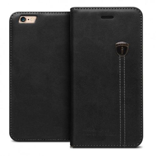 iPhone 7 PLUS - iHosen Leather Book Case - Zwart, Telecommunicatie, Mobiele telefoons | Hoesjes en Frontjes | Apple iPhone, Ophalen of Verzenden