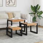 vidaXL Tafeltjesset 3 st massief hout, Huis en Inrichting, Tafels | Bijzettafels, Verzenden, Nieuw, Hout, 45 tot 60 cm