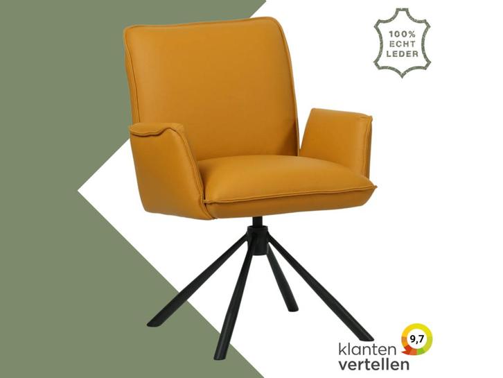 Leren draaibare eetkamerstoel Elite - Toledo Leem, Huis en Inrichting, Barkrukken, 60 tot 90 cm, 1 kruk, Nieuw, Leer, Ophalen of Verzenden