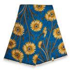 Afrikaanse stof - Blauwe Flowers - 100% katoen, Hobby en Vrije tijd, Stoffen en Lappen, Ophalen of Verzenden, Nieuw