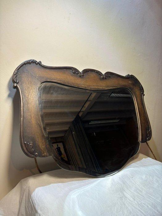 Spiegel- Antieke met Sierlijk Houte Frame en Gegraveerde, Antiek en Kunst, Curiosa en Brocante