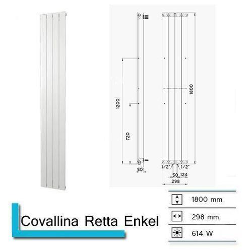 Handdoekradiator Covallina Retta Enkel 1800 x 298 mm, Doe-het-zelf en Verbouw, Sanitair, Overige typen, Nieuw, Ophalen of Verzenden