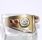 Ring - 14 karaat Geel goud Diamant (Natuurlijk) - Robijn, Sieraden, Tassen en Uiterlijk, Ringen, Nieuw