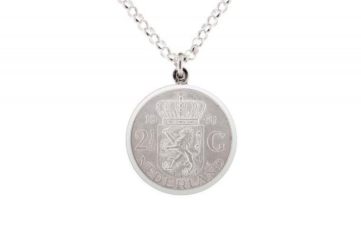 Zilveren 1 Rijksdaalder munt 1960 t/m 1966 in zilveren ra..., Sieraden, Tassen en Uiterlijk, Kettinghangers, Verzenden