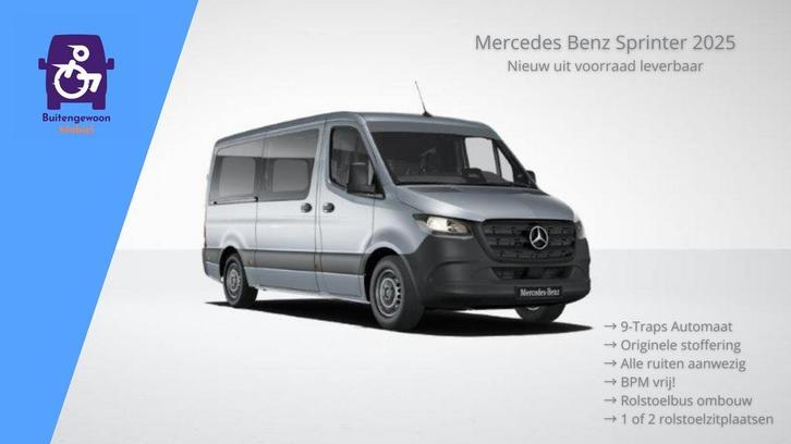 Nieuw! 2025 Mercedes Sprinter Rolstoelbus Automaat (Airco), Auto diversen, Overige Auto diversen
