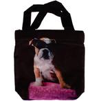 Schoudertasje/Handtasje zwart met Engelse Bulldog met bril -, Sieraden, Tassen en Uiterlijk, Ophalen of Verzenden, Nieuw, Zwart