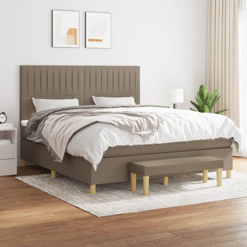 vidaXL Boxspring met matras stof taupe 180x200 cm, Huis en Inrichting, Slaapkamer | Bedden, 80 cm, 200 cm, Eenpersoons, Nieuw