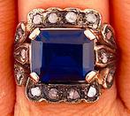 Zonder Minimumprijs - Ring - 9 kt. Roségoud, Zilver Saffier, Nieuw