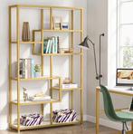 Gouden Boekenkast –8 Open Planken, Moderne Etagère en Marmer, Huis en Inrichting, Kasten | Boekenkasten, Verzenden, Nieuw
