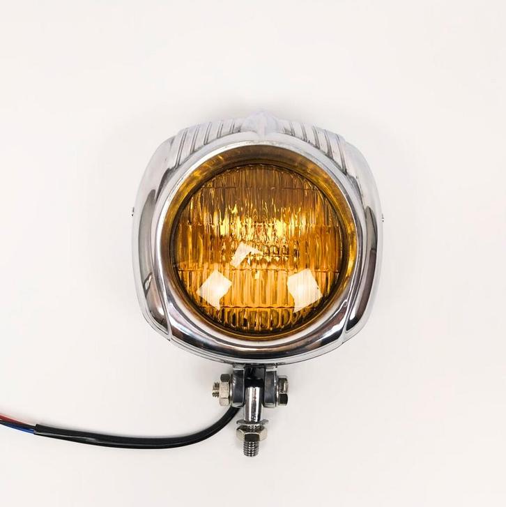 Koplamp | Vintage | Aluminium| Geel| 60s Style, Motoren, Onderdelen | Merk-onafhankelijk, Nieuw, Verzenden