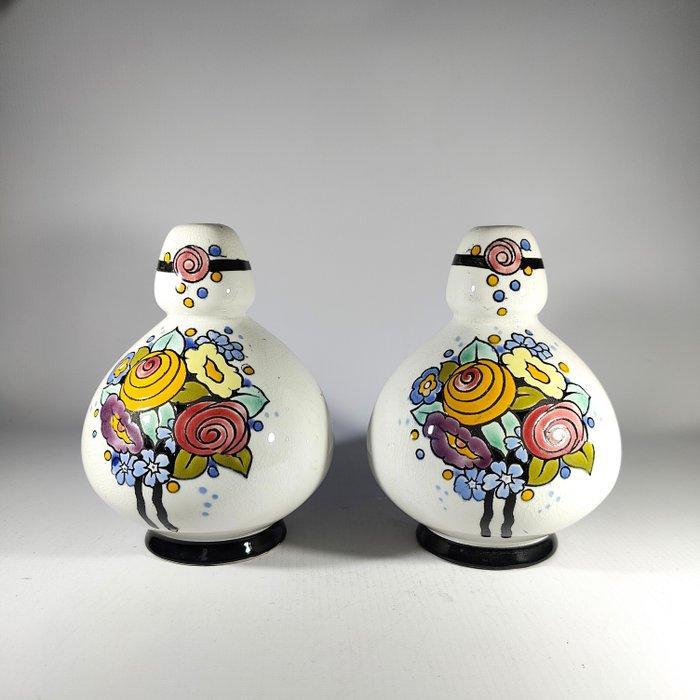 Keramis Boch - Charles Catteau - Vaas - F678 decor Bouquet -, Antiek en Kunst, Antiek | Glas en Kristal