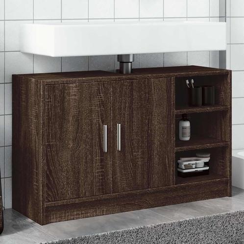 vidaXL Wastafelkast 90x29x55 cm bewerkt hout bruin, Huis en Inrichting, Badkamer | Badkamermeubels, Nieuw, Minder dan 100 cm, Verzenden
