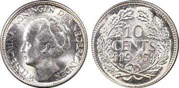 Koningin Wilhelmina 10 cent 1945 P