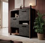 Dressoir Baron - Antraciet - Eiken - 107x38x110 - Kast, Huis en Inrichting, Nieuw, 25 tot 50 cm, Industrieel, 100 tot 150 cm