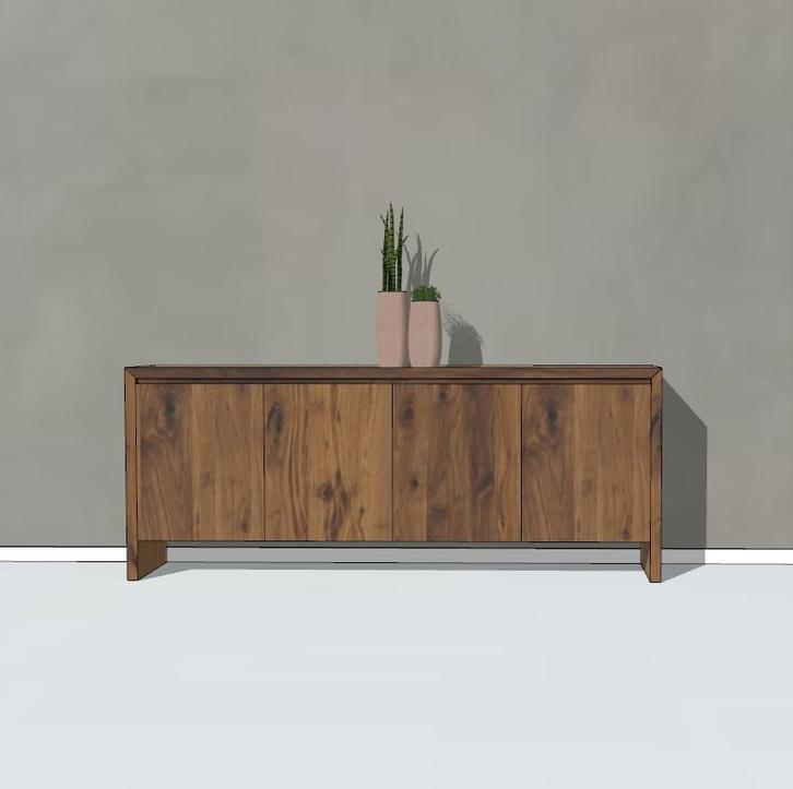 Noten dressoir Rinske | greep loos | massief notenhout, Huis en Inrichting, Kasten | Dressoirs, 25 tot 50 cm, Met lade(s), Met deur(en)