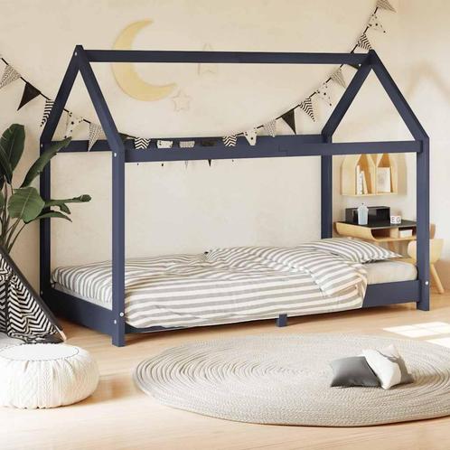 vidaXL Kinderbedframe massief grenenhout grijs 70x140 cm, Kinderen en Baby's, Kinderkamer | Bedden, Nieuw, Verzenden