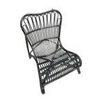 Rotan loungestoel, hout riet, zwart, 800x800x880 mm,, Ophalen of Verzenden, Gebruikt, Overige typen