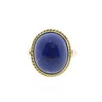 Vintage gouden ring met Lapis Lazuli, Gebruikt, Overige kleuren, Ophalen of Verzenden, 17 tot 18