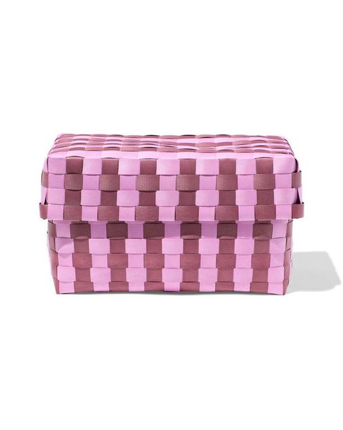 HEMA Mand 20x15cm met deksel geblokt lila, Huis en Inrichting, Kasten | Overige, Nieuw, Verzenden
