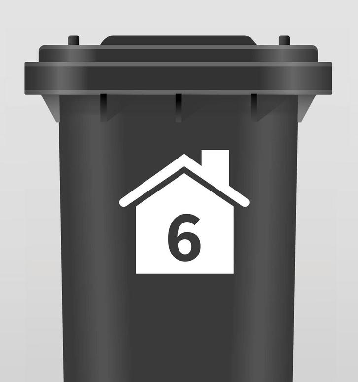 Kliko/Container Sticker met Huisnummer - Wit, Hobby en Vrije tijd, Stickers en Plaatjes