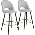 Barkruk Sachel met rugleuning, fluweellook - lichtgrijs / zw, Huis en Inrichting, Barkrukken, Verzenden, Nieuw